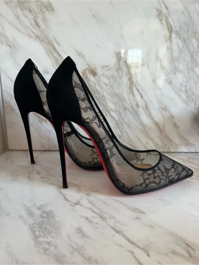 Christian Louboutin So Kate 120mm Black Lace And Sude 38.5 in black Suede from Poshmark