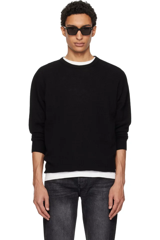 Merz b. Schwanen Black Lightweight Merino Wool-Cashmere-Silk Sweater, image 1 of 1 from SSENSE