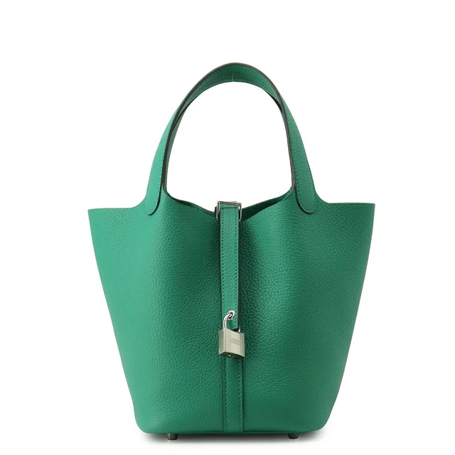 Hermès Picotin Lock Vert Vertigo Taurillon Clemence Size PM in Green Clemence leather from GALLERY RARE