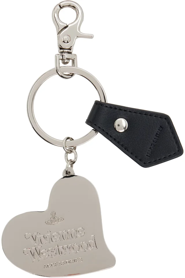 Vivienne Westwood Black & Silver Orb Heart Keychain, photo 2 of 2 from SSENSE