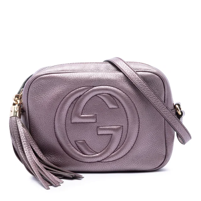 Purple Gucci Metallic Leather Soho Disco Crossbody in Purple Leather from Designer Revival