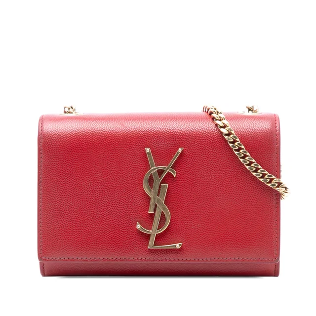 Red Saint Laurent Small Leather Monogram Kate Crossbody in Red Leather from Designer Revival
