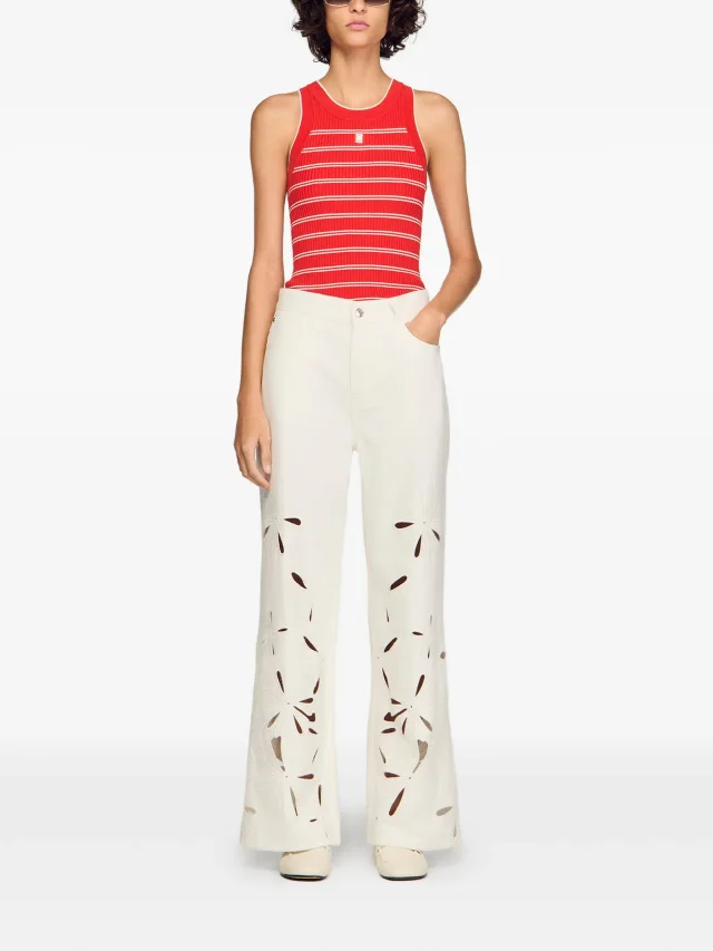 SANDRO wide-leg embroidered jeans, photo 2 of 2 from FARFETCH