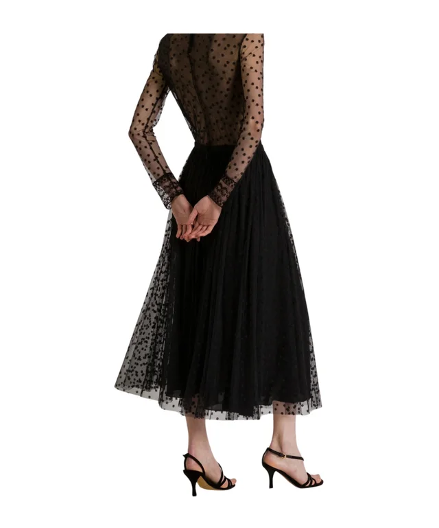 Alberta Ferretti Polka-Dot Tulle Midi Skirt, photo 3 of 4 from SENSER