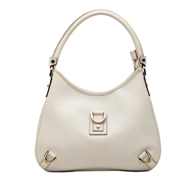 White Gucci Calfskin Abbey D Ring Shoulder Bag in White Calfskin from Designer Revival