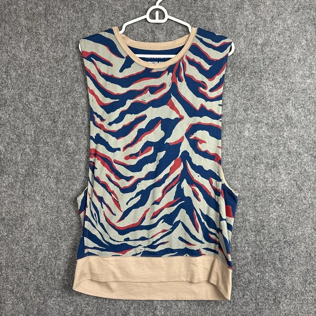 Balenciaga Top Womens Sz L Navy Charcoal Tiger Screen Print Drop Muscle Tank in blue from Poshmark