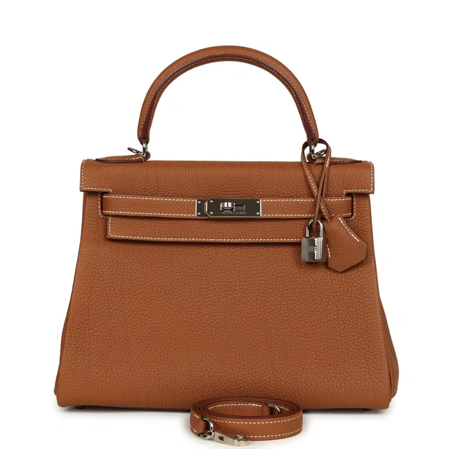 Hermès Kelly Retourne 28 Gold Togo Palladium Hardware in Gold Togo leather from Madison Avenue Couture