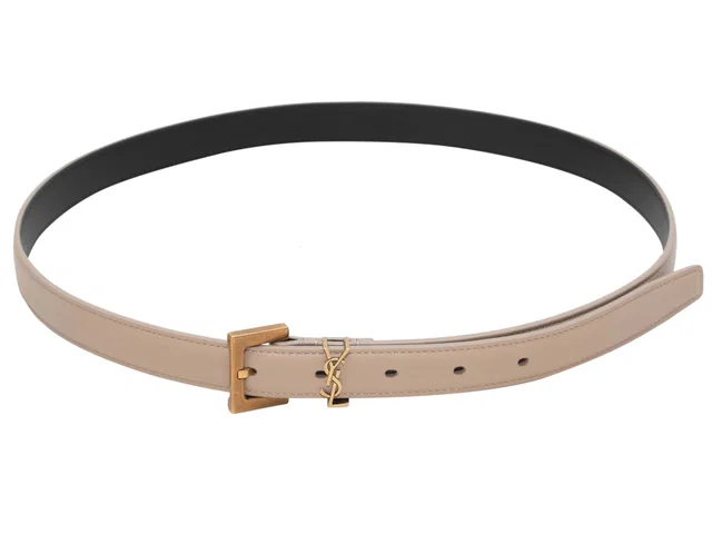 Beige Saint Laurent Thin Leather Belt in Beige Leather from Designer Revival
