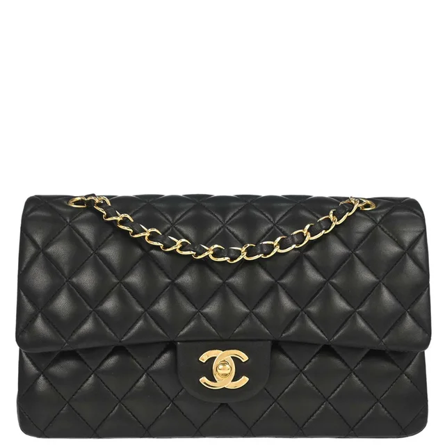 Chanel 2006-2008 Black Lambskin Medium Classic Double Flap Shoulder Bag in Black Lambskin from AMORE Vintage Tokyo
