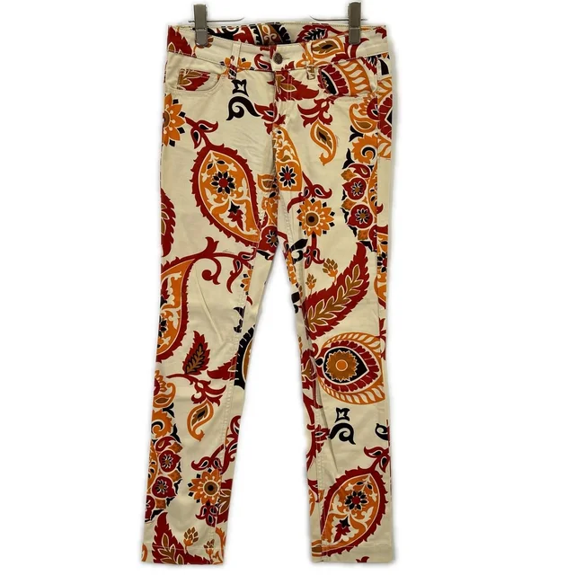 Gucci Beige Leather Patch Paisley Art Flower Pants 36 in Beige Leather from The Reluxe