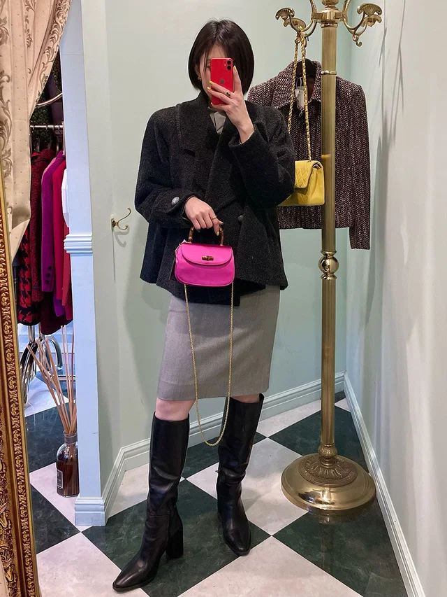 Givenchy Wool Big Collar Double Breasted Coat #9 Black in Black Wool from VINTAGE QOO TOKYO