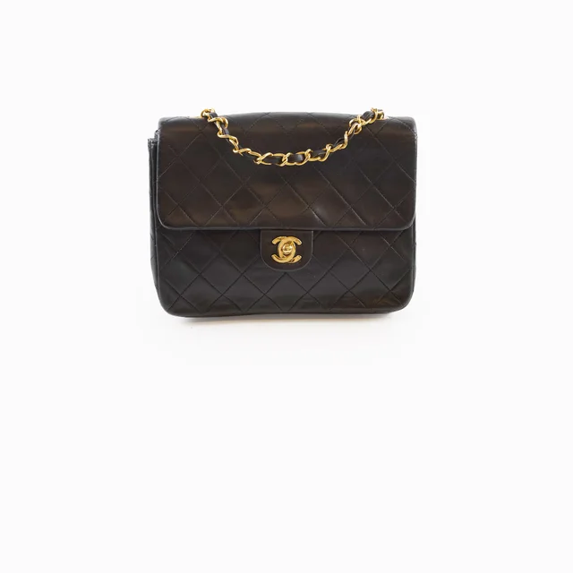 Chanel Vintage Flap Black 2 series with 24k GHW in Black Lambskin from The Purse Affair