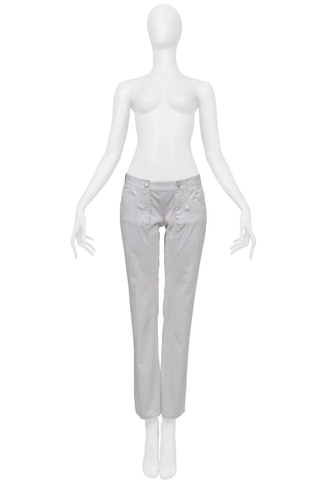 Dolce & Gabbana White Pants Giant Belt Loops And Love Patch in White Denim from Resurrection Vintage