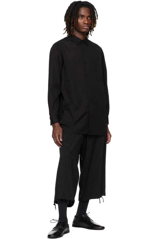 YOHJI YAMAMOTO Black Big Standard Chain Stitch Shirt, photo 4 of 4 from SSENSE