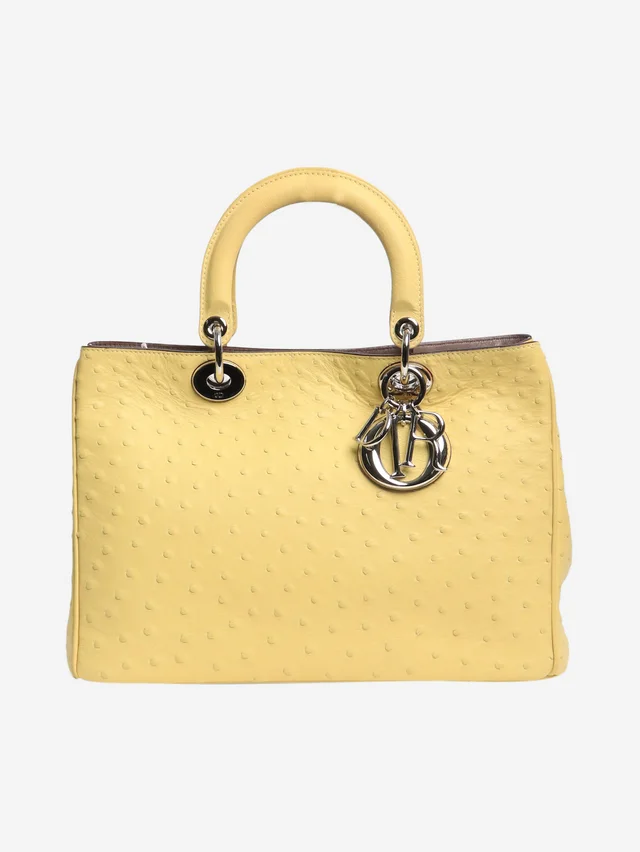 Dior Yellow 2013 Diorissimo 2way bag in ostrich leather in Yellow Ostrich from Sign of the Times