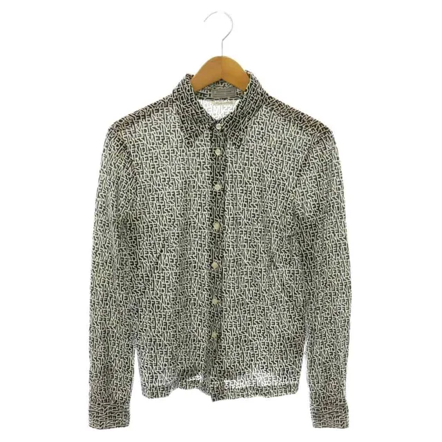 Fendi Fendissime Shirt Blouse Long Sleeve Logo All Over Print Black White 42 in Black Nylon from The Reluxe