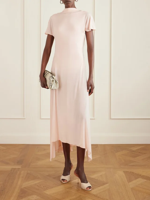 MAGDA BUTRYM Scarf-detailed open-back asymmetric jersey dress in Pink, photo 2 of 2 from NET-A-PORTER (Canada)