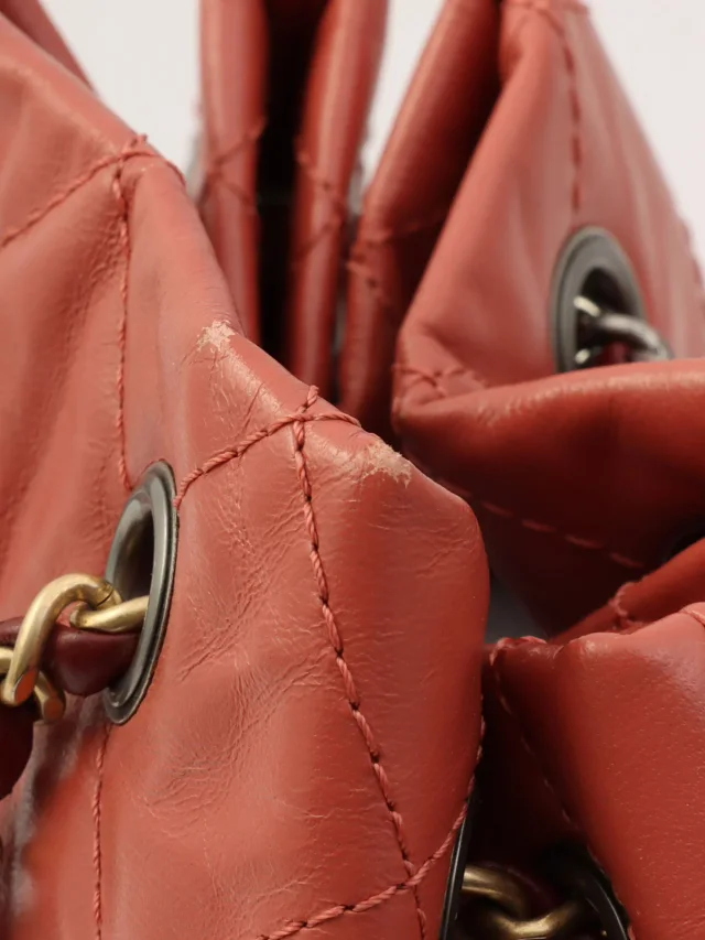 Chanel 2018 Production CC Mark Plate Chain Backpack Pink/Bordeaux in Burgundy Leather from VINTAGE QOO TOKYO, photo 22 of 23