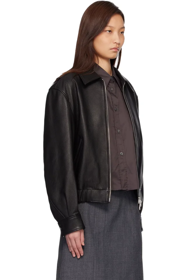 COOR Black Goatskin Blouson Jacket, photo 2 of 4 from SSENSE