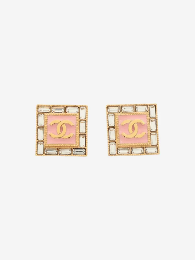 Chanel Gold and pink Coco Mark B24S stud earrings in Pink from Sign of the Times