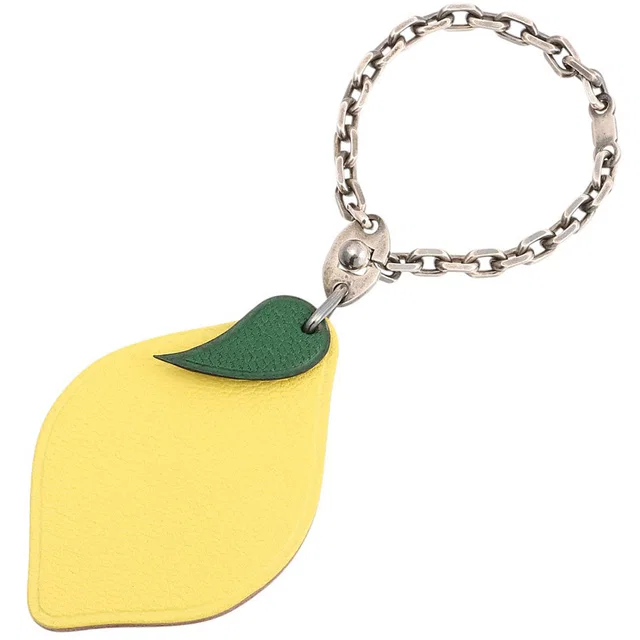 Hermès SV925 Lemon Charm Yellow/Silver in Yellow Leather from VINTAGE QOO TOKYO