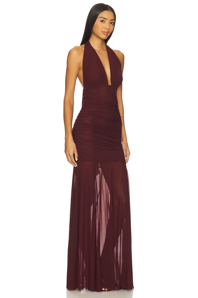 MAJORELLE Shella Gown in Oxblood, photo 2 of 3 from REVOLVE (Canada)
