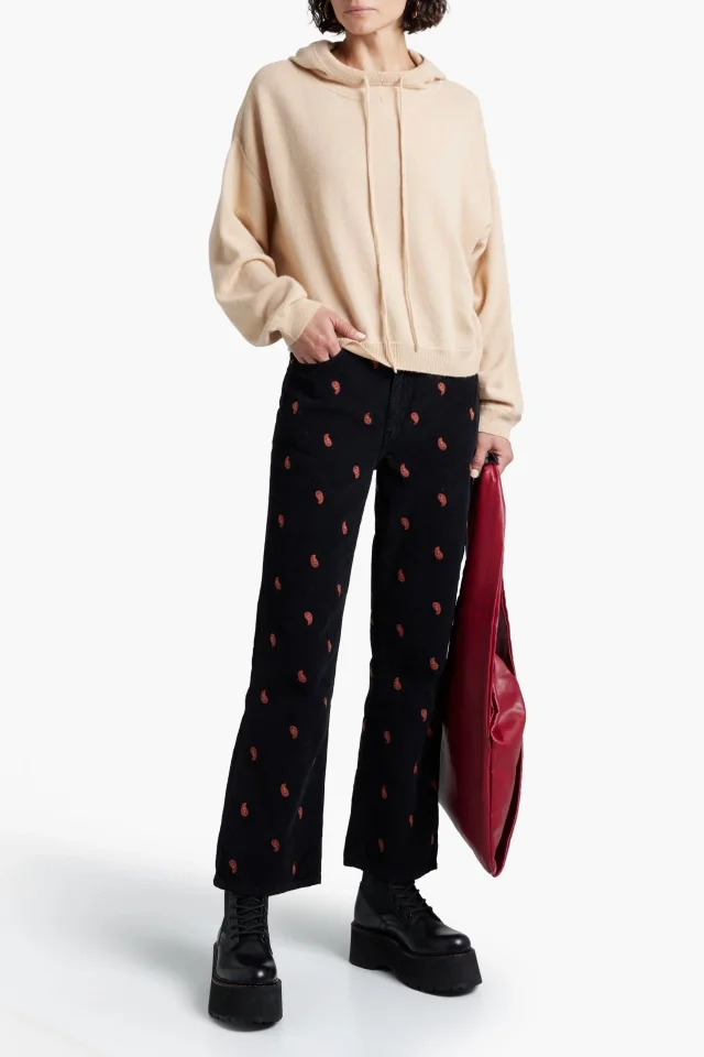 Re/Done Embroidered Cotton-Corduroy Flared Pants, photo 2 of 4 from THE OUTNET