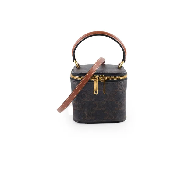 Celine Triomphe Mini Vanity Canvas in Brown Canvas from The Purse Affair