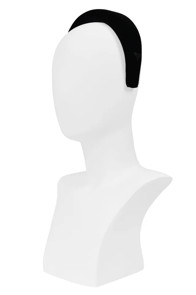 Prada Black Velvet Padded Headband in Black Velvet from Resurrection Vintage