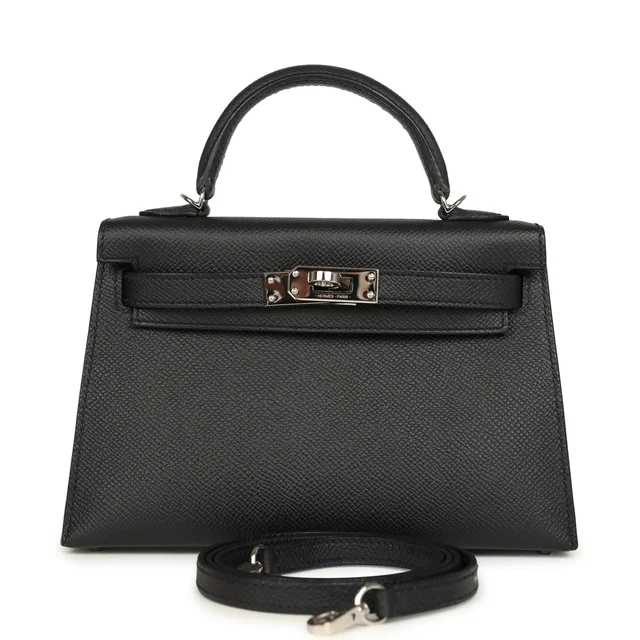 Hermès Kelly Sellier 20 Black Epsom Palladium Hardware in Black Epsom leather from Madison Avenue Couture
