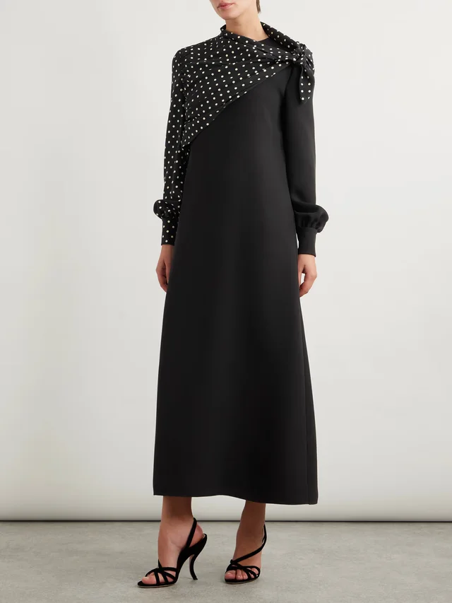VALENTINO GARAVANI Draped polka-dot silk midi dress in Black, photo 2 of 2 from NET-A-PORTER (Canada)