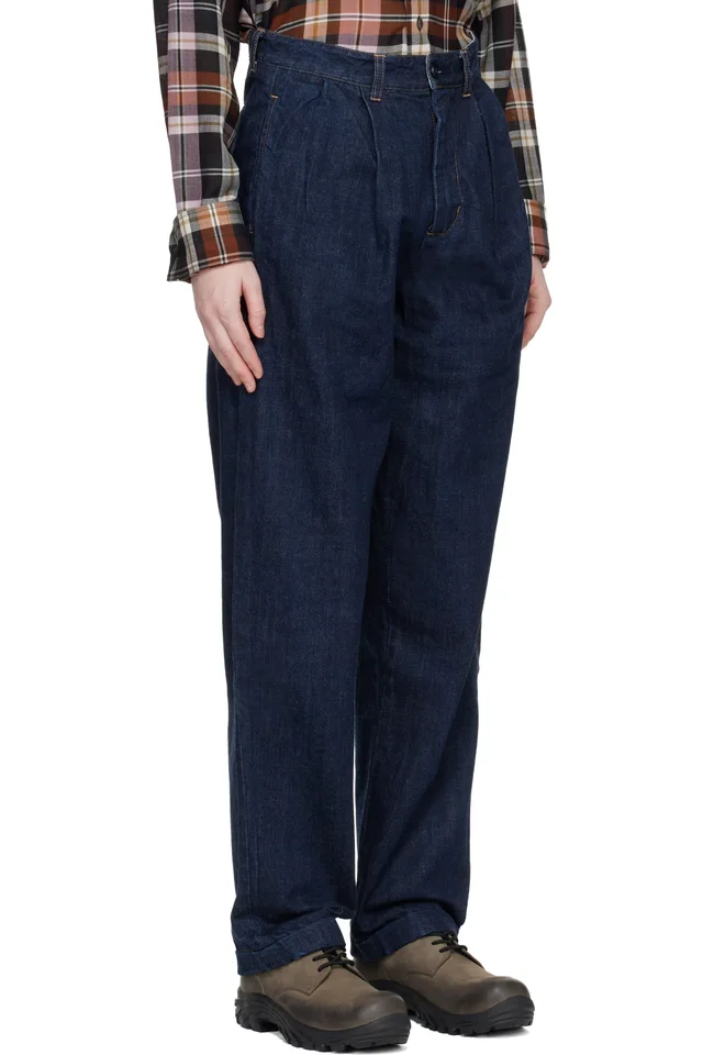 Carter Young SSENSE Exclusive Blue Washed Pleated Jeans, photo 2 of 4 from SSENSE