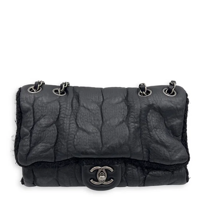 Chanel Paris Edinburgh Chic Knit Shoulder Bag Black in Black Calfskin from Luxury Promise