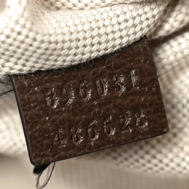 Gucci Monogram Jumbo GG Textured Dollar Calfskin Web Belt Bag Camel Ebony New Acero in Brown Calfskin from FASHIONPHILE, photo 7 of 10