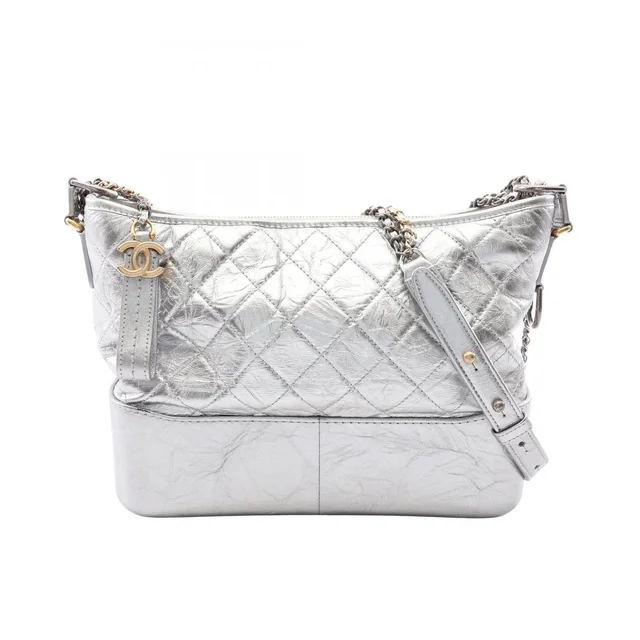 Shoulder Bag Gabrielle de Chanel Large Hobo Silver Leather Chain in Silver Leather from The Reluxe