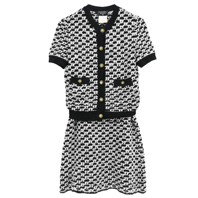 Chanel 1997 Setup Top Skirt Black #38 in Black Nylon from AMORE Vintage Tokyo