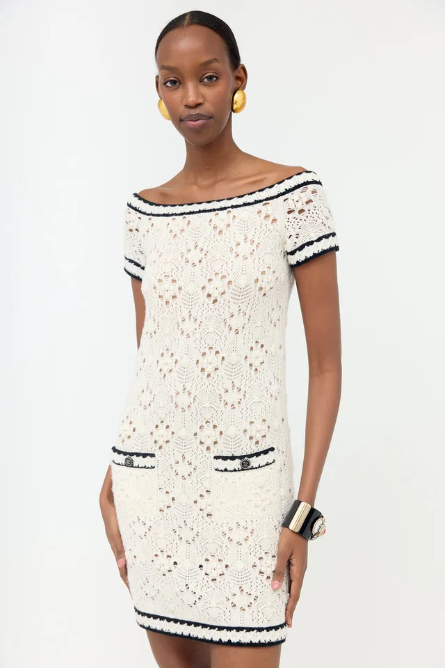 Chanel Cashmere Pointelle Knit Dress in Cashmere from VSP Consignment