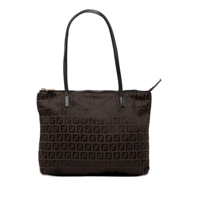 Brown Fendi Zucchino Canvas Tote in Brown Canvas from Designer Revival