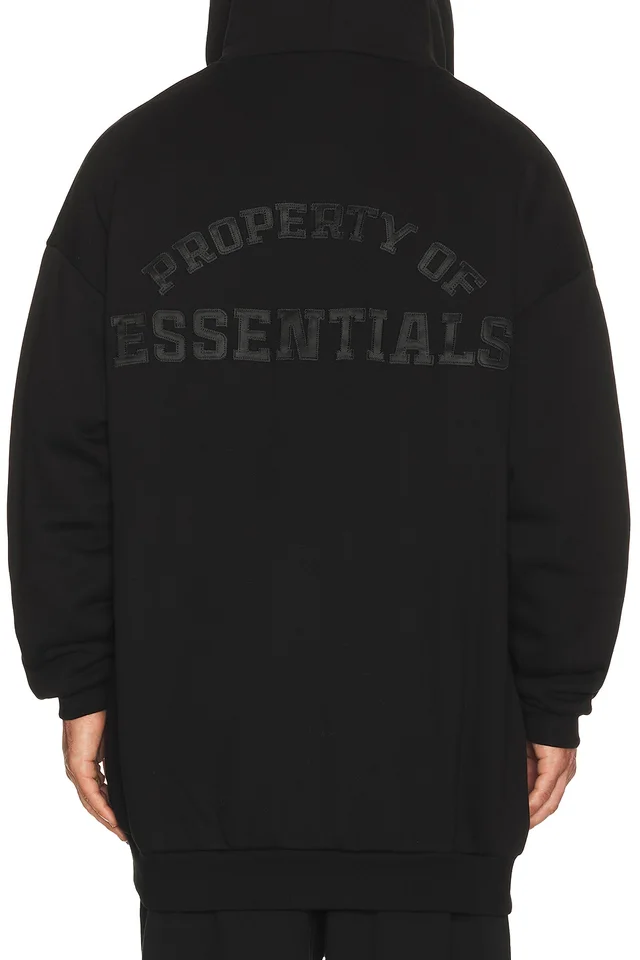 Fear of God ESSENTIALS Property Lounge Long Zip Hoodie in Black, photo 3 of 6 from REVOLVE (Canada)