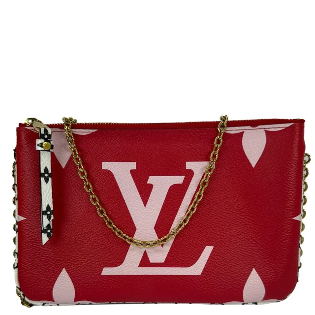 Louis Vuitton Double Zip Pochette Giant Monogram Jungle Crossbody Bag Red in Red Canvas from Dallas Designer Handbags