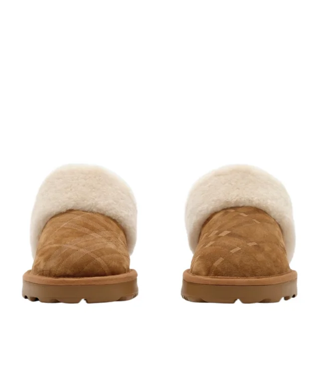 Burberry Check Shearling Flint Slippers, photo 2 of 6 from SENSER