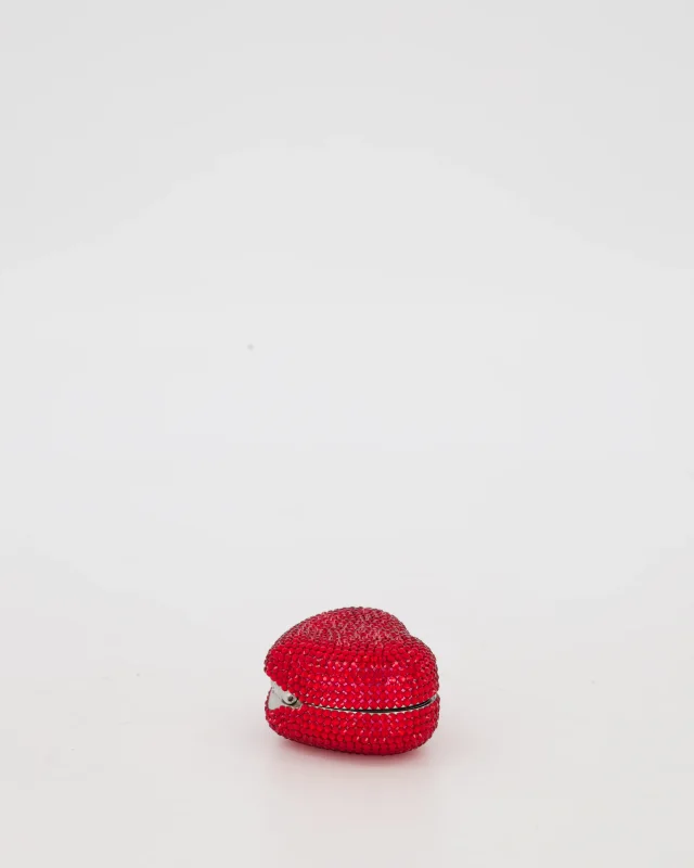 Judith Leiber Red Mini Heart Diamante Pill Box in Red from Sellier, photo 4 of 8