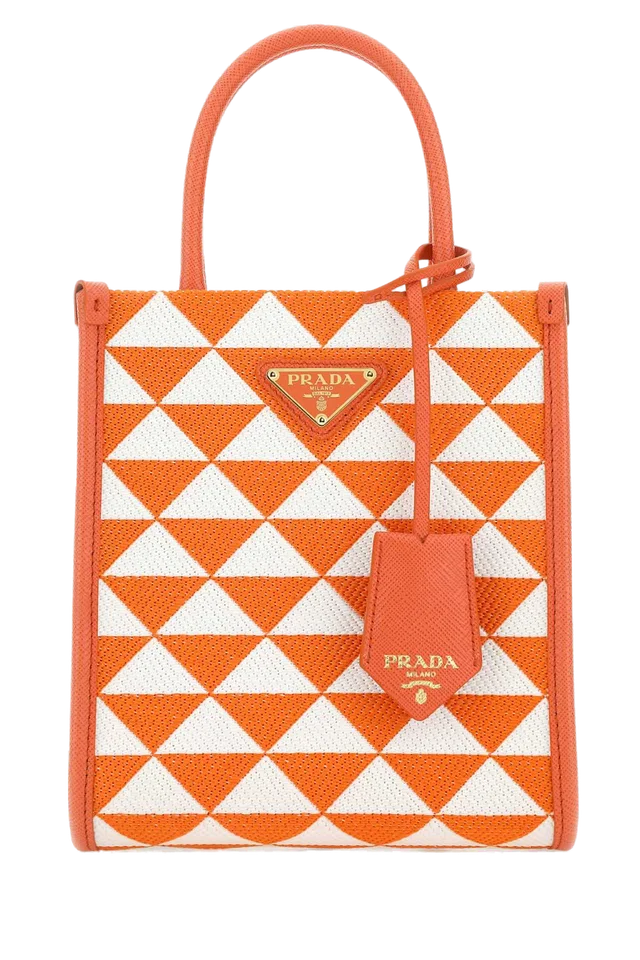 Prada Quilted Geometric Jacquard Top Handle Bag — Orange Pl-calf Leather in Orange Calfskin from HEWI