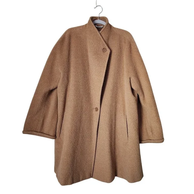 Max Mara Vintage Alpaca Virgin Wool Camel Cocoon Coat Quiet Luxury Old Money 12 in brown|red|neutral Wool from Poshmark