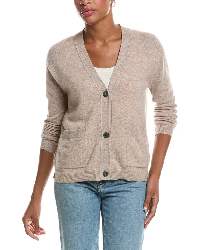 InCashmere Button Front Patch Pocket 100% Cashmere Cardigan, image 1 of 1 from Gilt