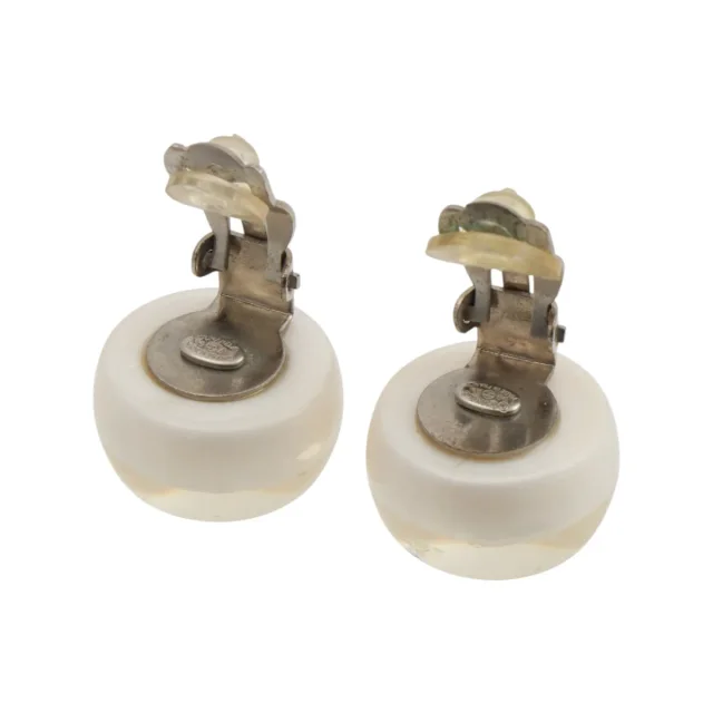 Chanel 1999 Round CC Mark Earrings, Silver/White in White from VINTAGE QOO TOKYO, photo 4 of 4