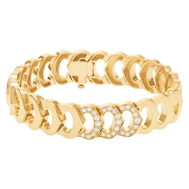 "C de Cartier" 18k bracelet with 3 diamond sections with app. 0.87 cts in Yellow Gold from Gray And Sons