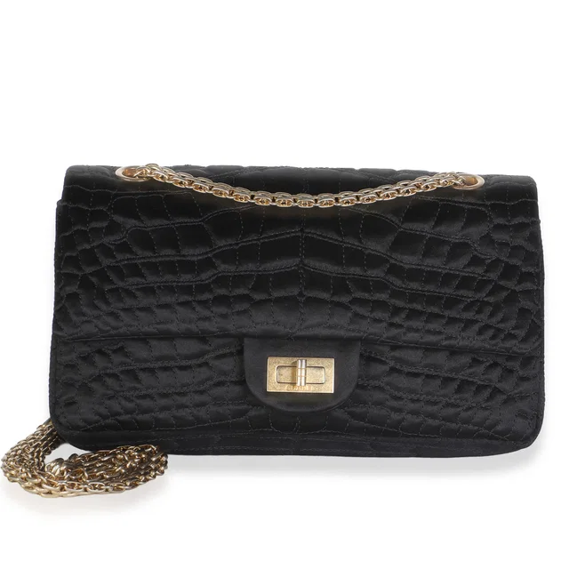 Chanel Black Croc Satin Medium Reissue 225 Flap Bag in Black Crocodile from myGemma