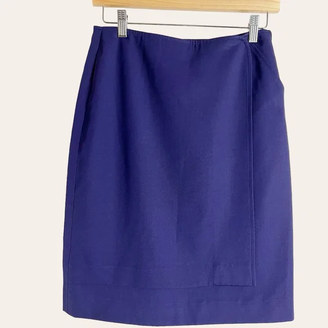 Giorgio Armani Solid Navy Purple Blue Straight Pencil Wrap Skirt Size 6 in blue|purple from Poshmark