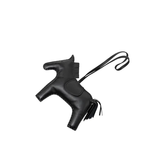 Black Hermès Milo Lambskin GriGri Rodeo Bag Charm GM Key Chain in Black Lambskin from Designer Revival